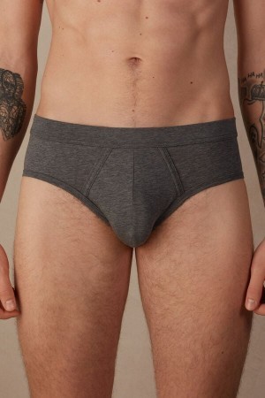 Dark Grey Intimissimi Natural Fresh Supima® Cotton Briefs | ACADF18042