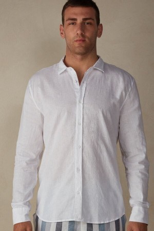 White Intimissimi Linen and Cotton Shirt | FCAHY34036