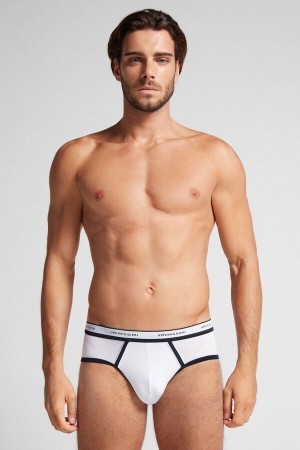 White Intimissimi Natural Fresh Supima® Cotton Briefs with Logo | XCAGW37461