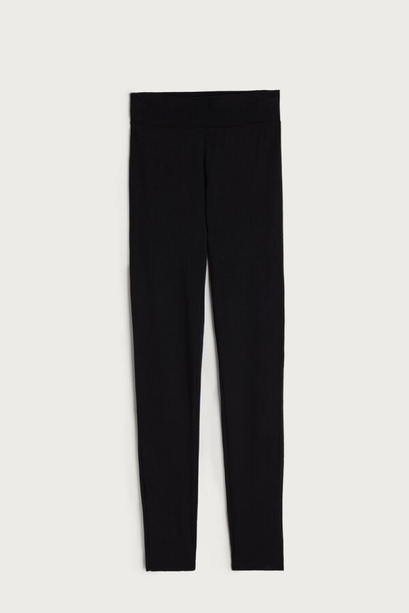 Black Intimissimi High-Waisted Micromodal Stirrup Leggings | CAJZR66998