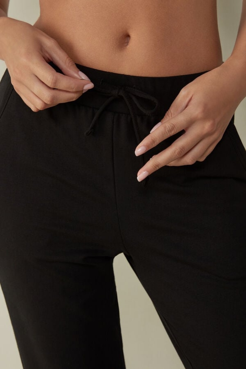 Black Intimissimi In Action Plush Jogger Pants | YCAVQ62149