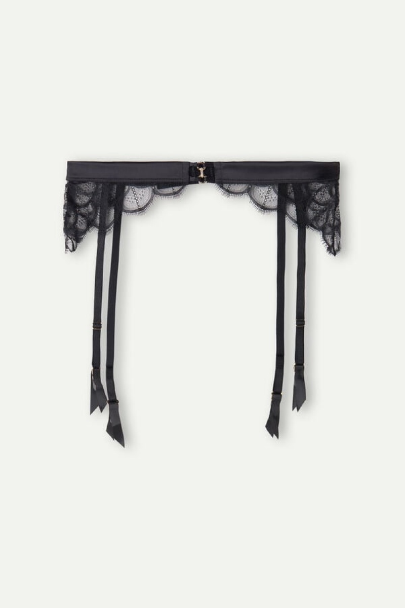 Black Intimissimi Pure Charme Garter Belt | UCAND57287