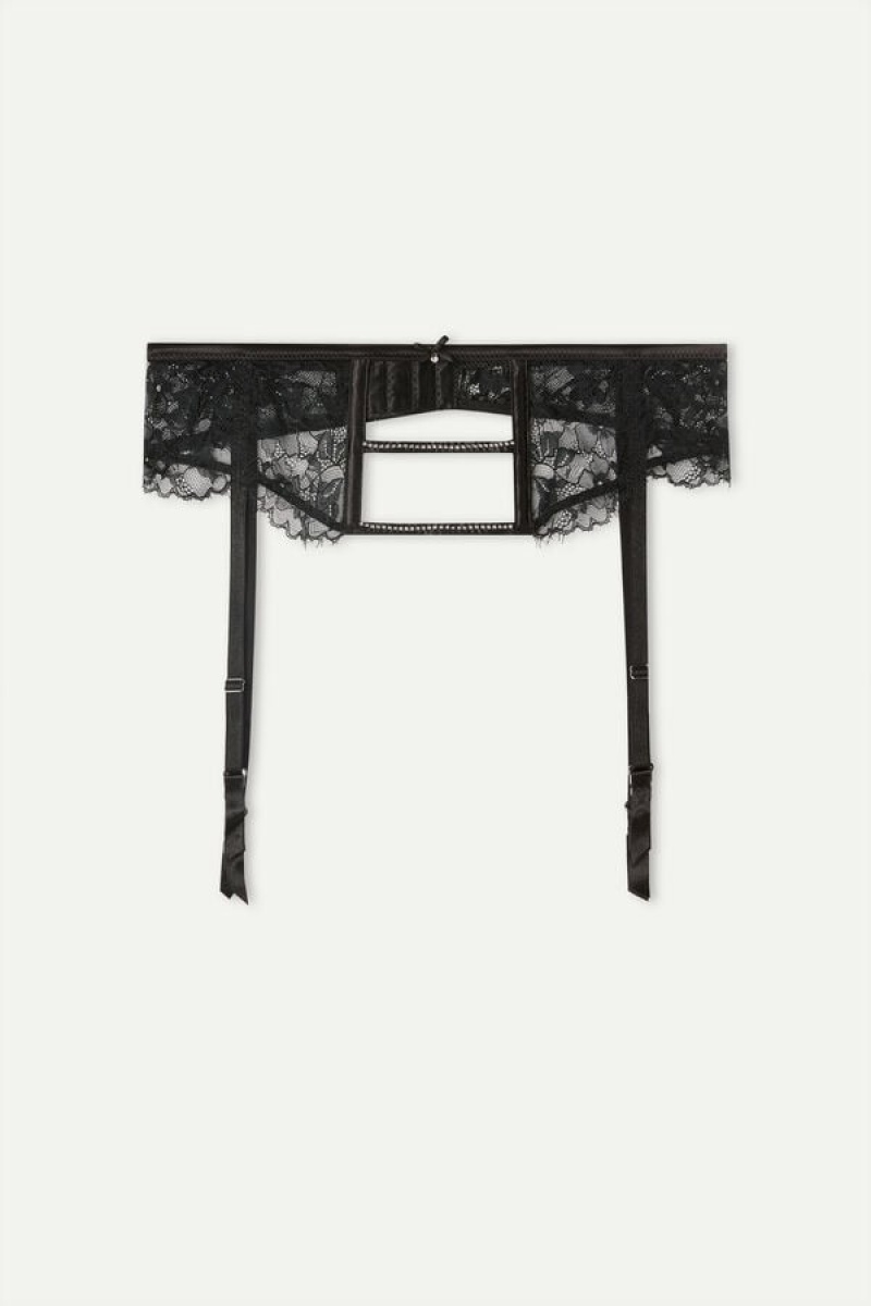 Black Intimissimi Shine High Like Stars Garter Belt | ZCANQ16145