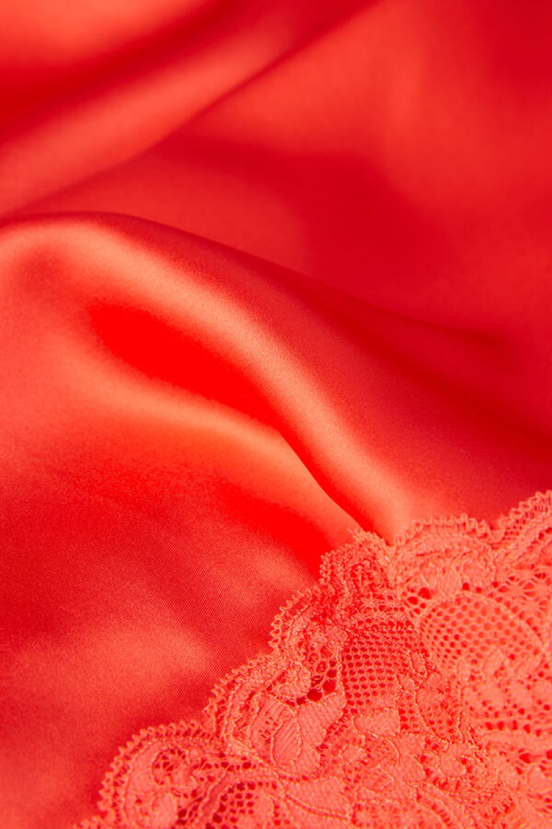 Orange Intimissimi Silk Slip with Lace Insert Detail | CAIIZ67172