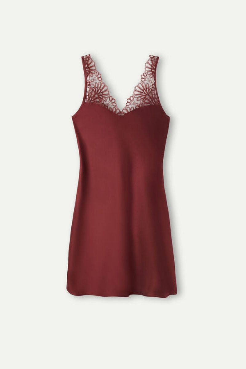 Red Intimissimi Romantic Life Silk Chemise | ACADF55175