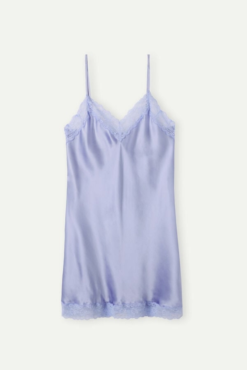 Violet Intimissimi Silk Slip with Lace Insert Detail | ZCAMJ72218