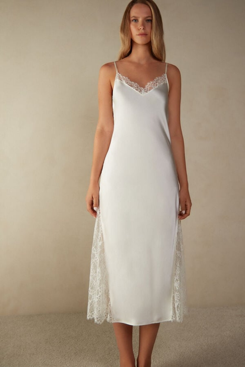 White Intimissimi Eternal Love Silk Long Slip | MCAFT45475