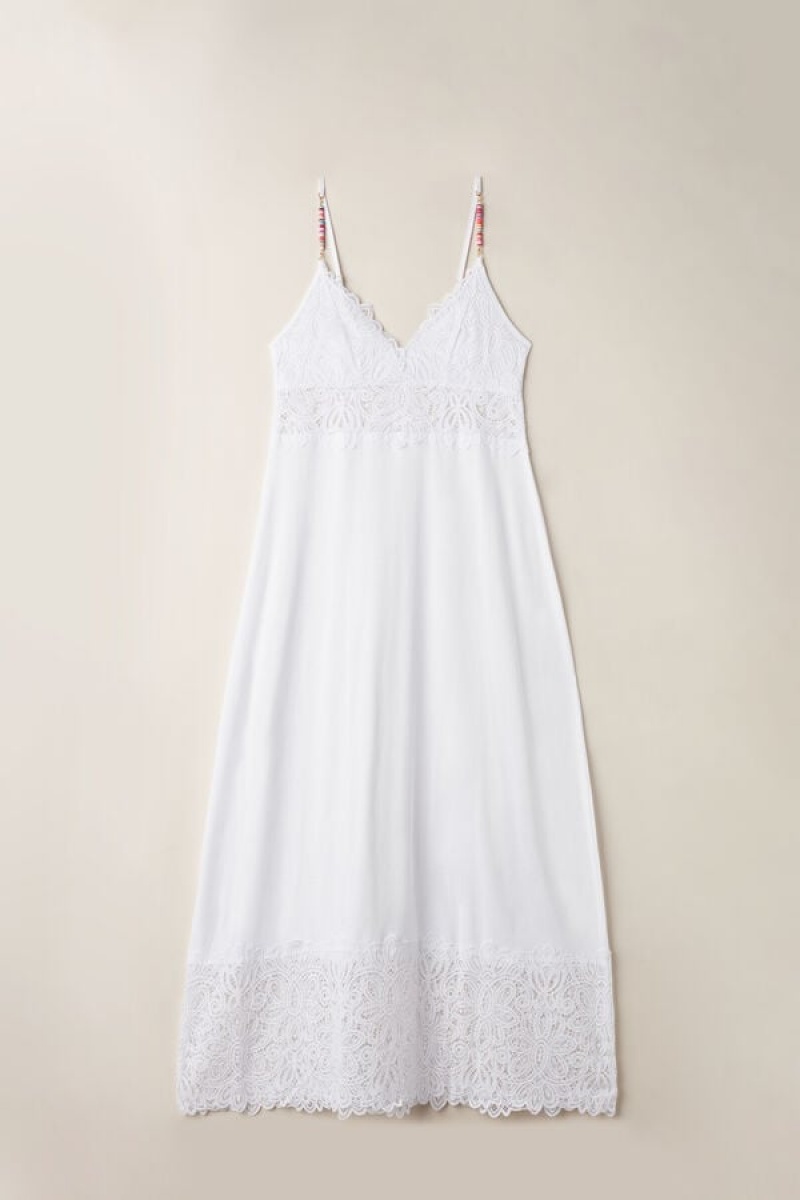 White Intimissimi Hot Summer Days Long Nightgown in Supima® Ultrafresh Cotton | MCAHR48913