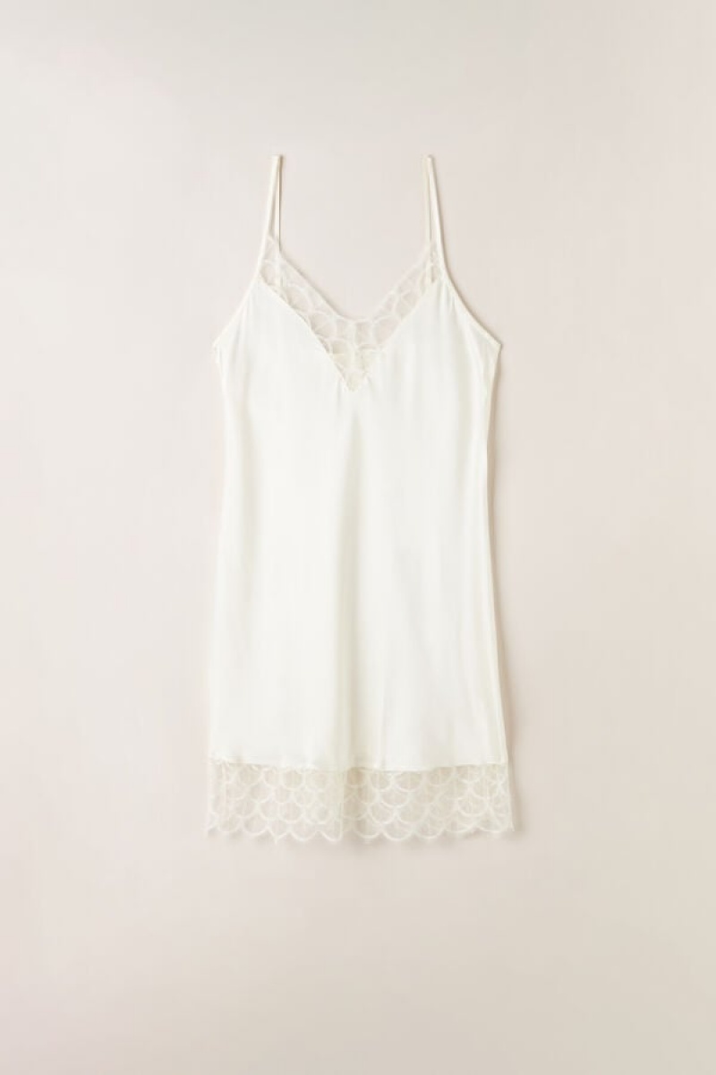 White Intimissimi Pure Charme Silk Slip | CAEAH64727