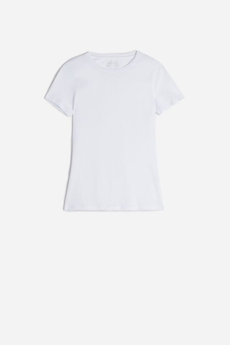 White Intimissimi Short-Sleeve T-shirt in Ultrafresh Supima® Cotton | CAIIZ21983