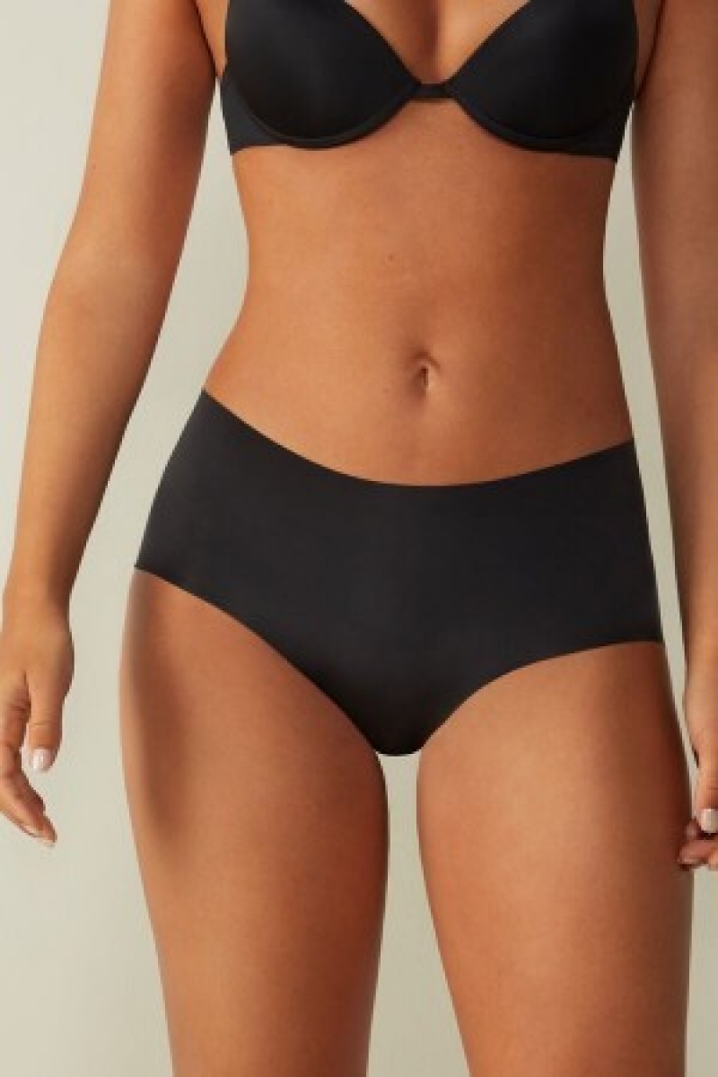 Black Intimissimi Seamless Microfiber Hipster | DCAKV96906