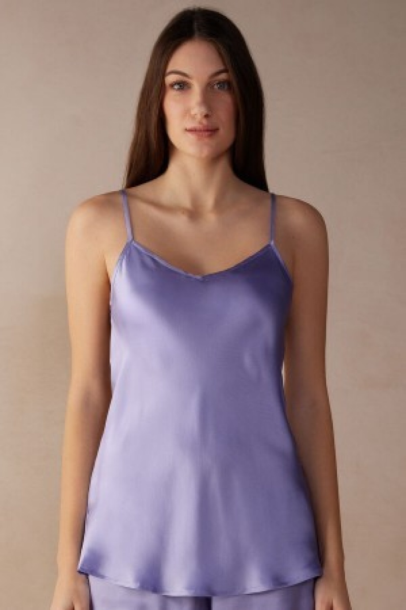 Violet Intimissimi Silk Satin Top with V-neckline | PCAER26953