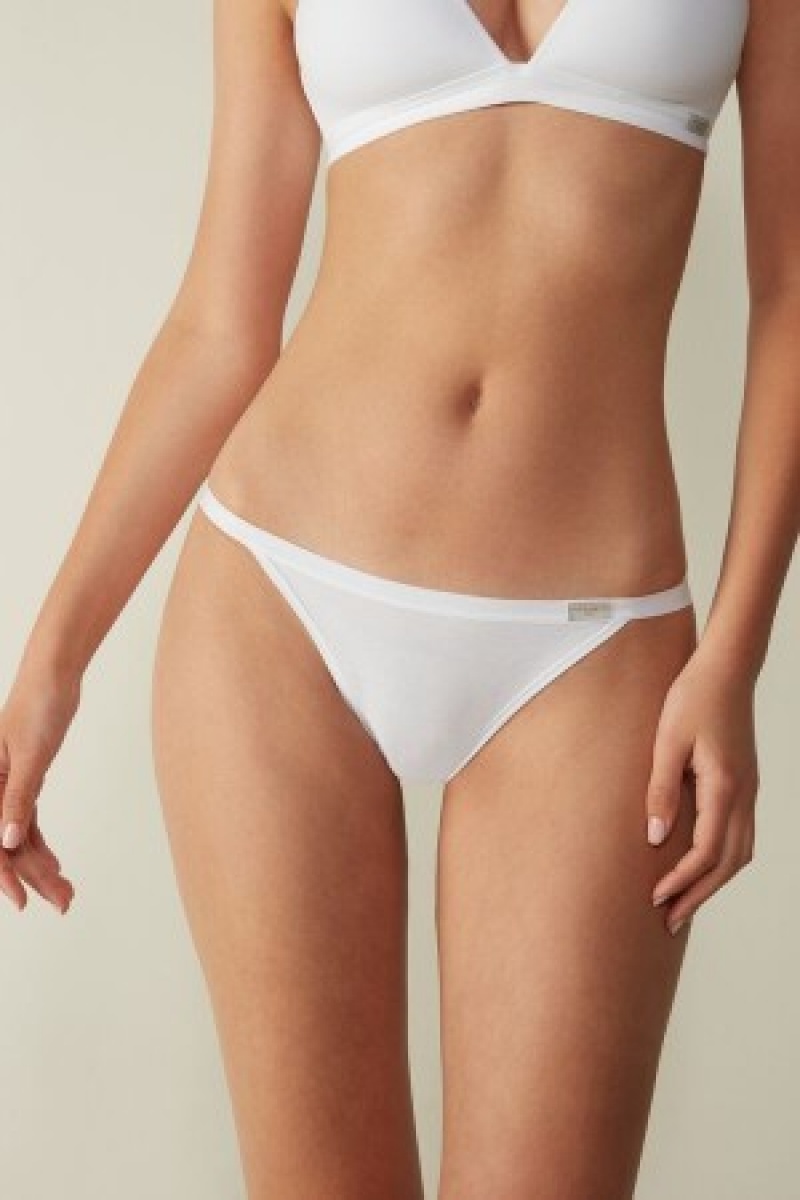 White Intimissimi Cotton String Panties | TCAWZ45062