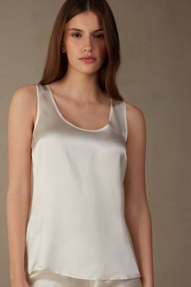 White Intimissimi Silk and Modal Tank Top | XCAGW89731