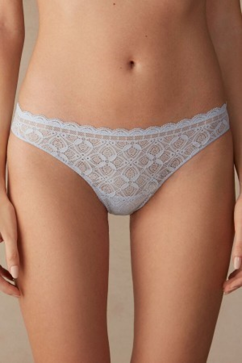 Blue Intimissimi Lace and Microfiber Brazilian | CAZPD51939