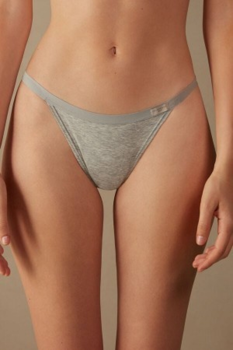 Grey Intimissimi String Thong in Cotton | CAXBR34283