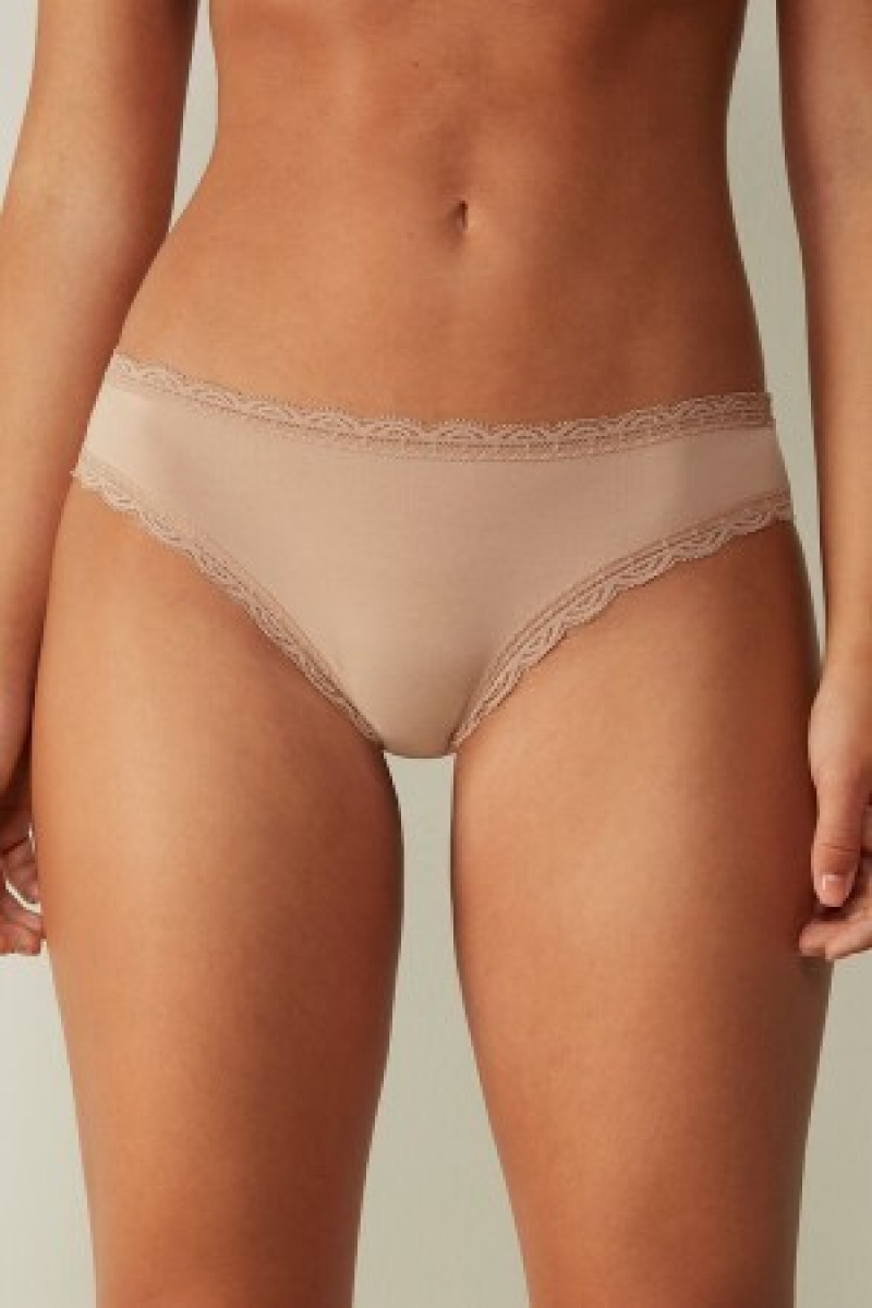 Natural Intimissimi Cotton and Lace Panties | CAZDE50161