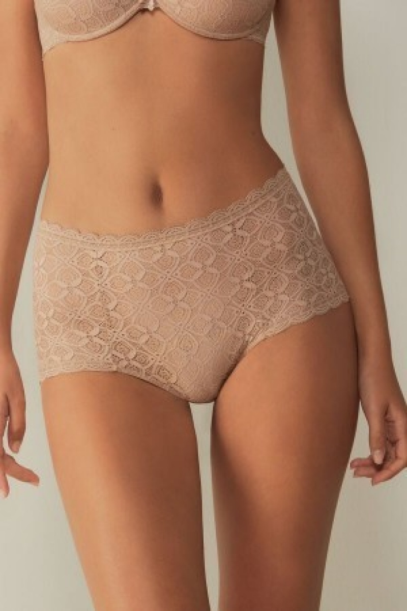 Natural Intimissimi Lace High Waist Hipster | CADYB69150