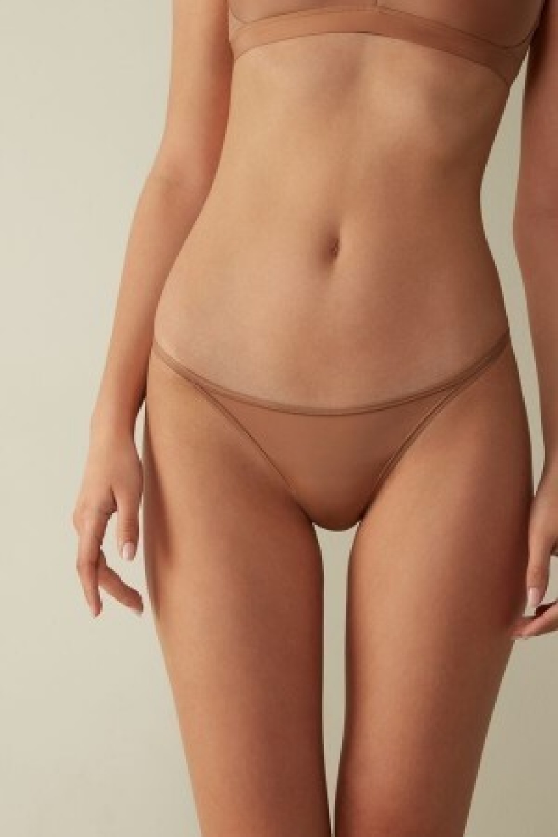 Natural Intimissimi Thong with Ultralight Microfiber Straps | DCAKV64857