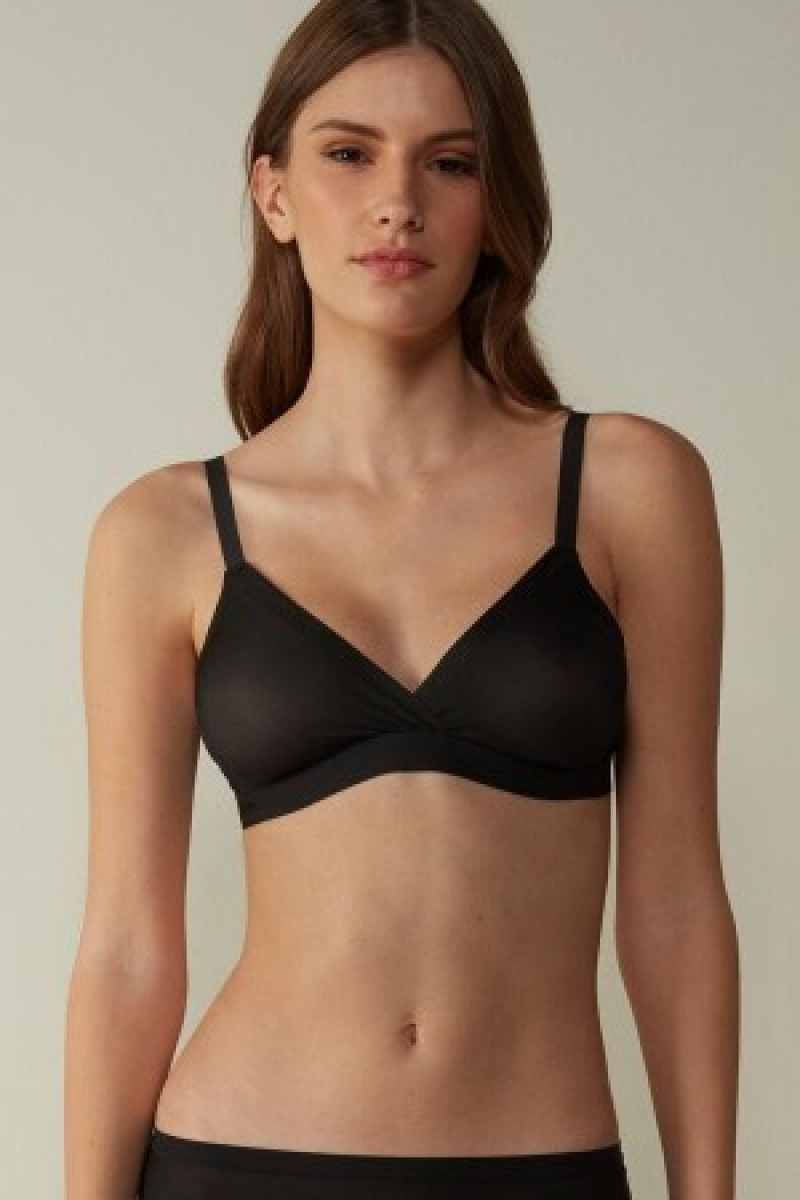 Black Intimissimi Emma Invisible Touch Triangle Bra | MCAHR58217