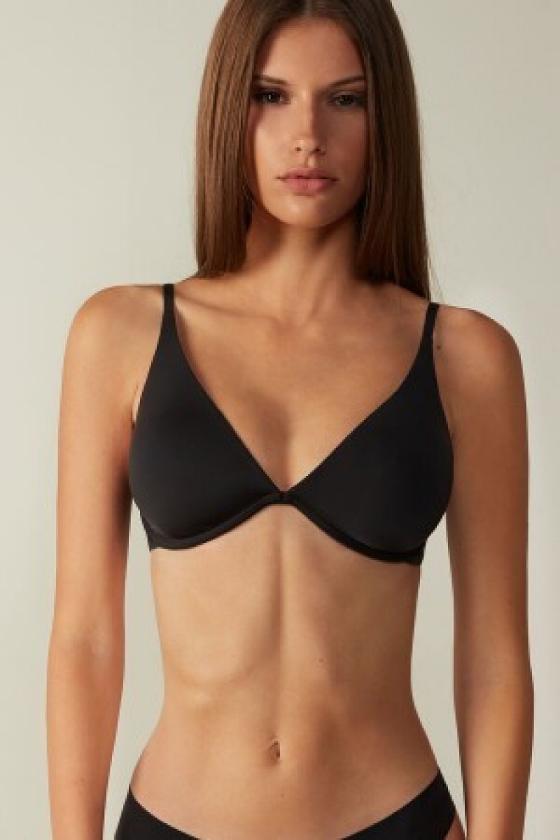 Black Intimissimi Giulia Balconette Bra in Ultralight Microfiber | CAZDE48327