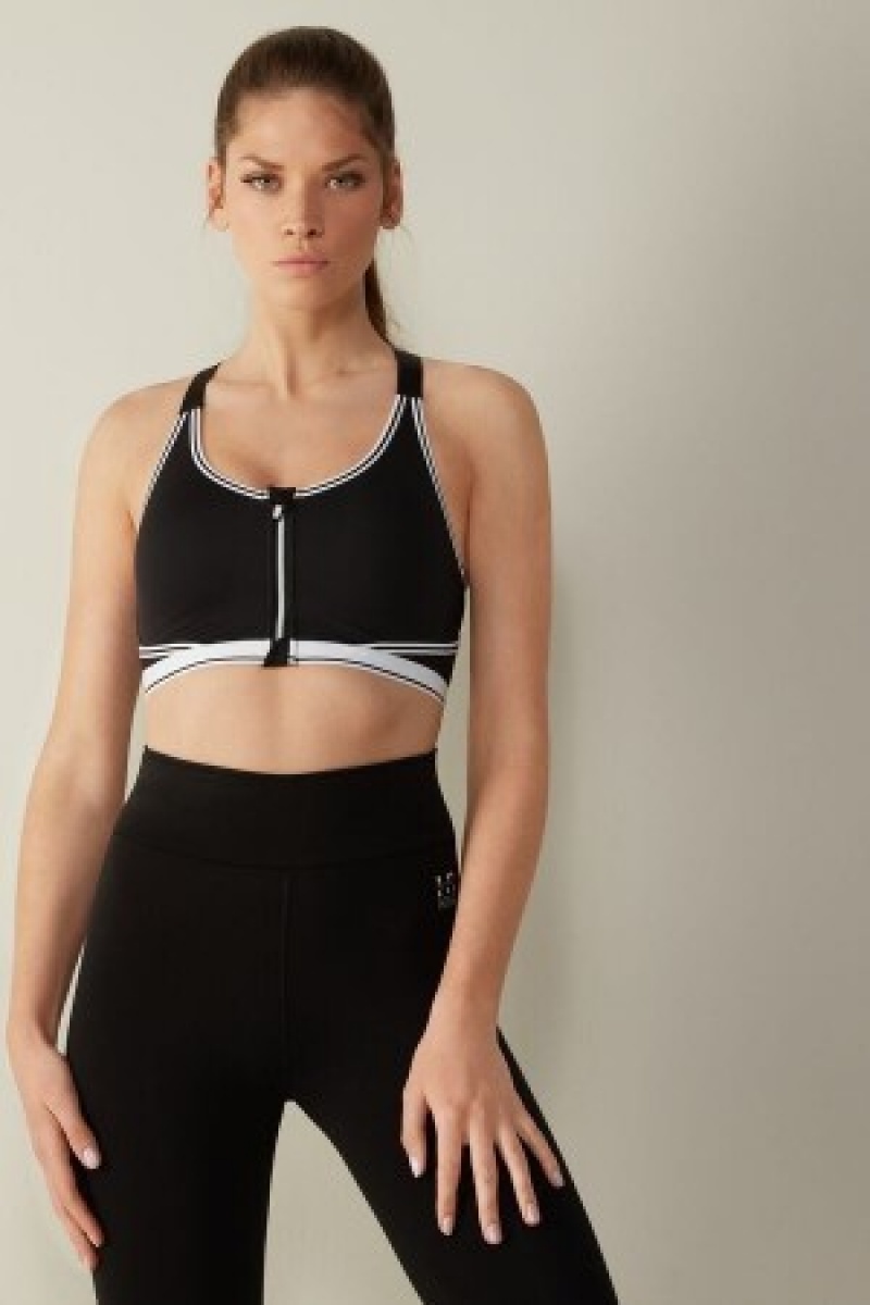 Black Intimissimi In Action Zip Bra with Supima® Cotton Lining | CADYB15110