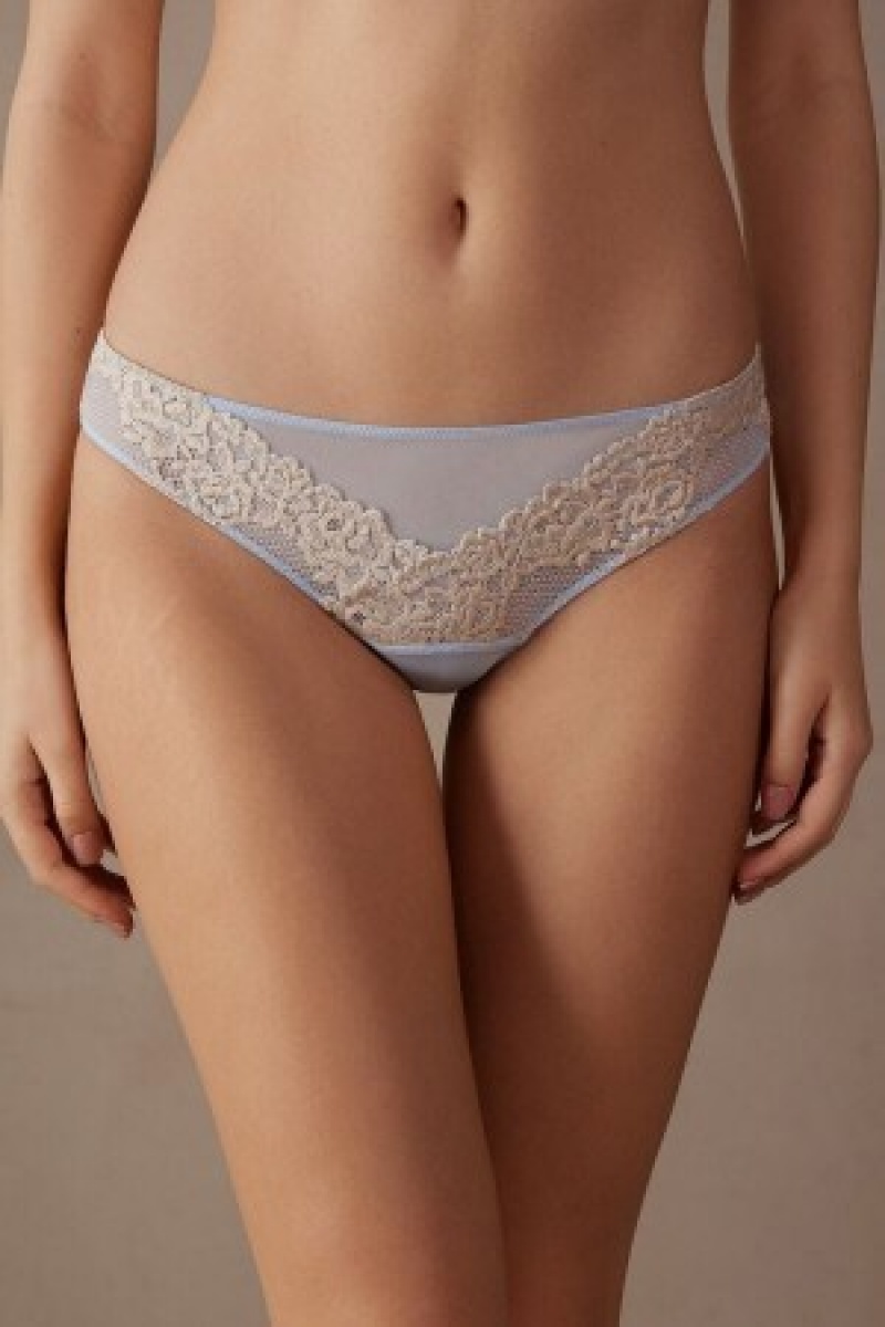 Light Blue Intimissimi Pretty Flowers Brazilian | TCAPQ26701