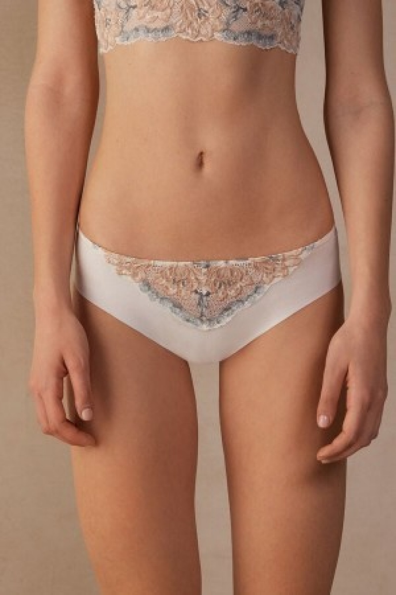 White Intimissimi Ephemeral Beauty Seamless Cotton Panties | CAJZR74557