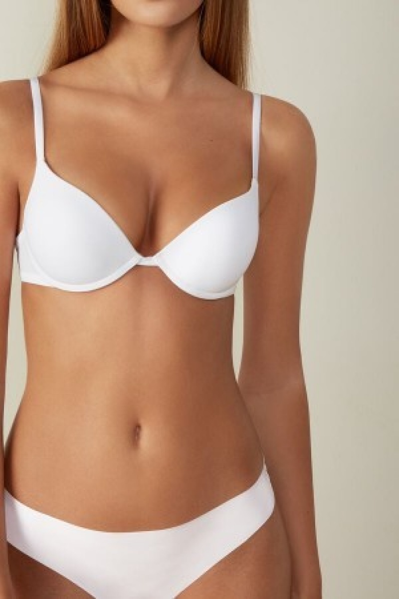 White Intimissimi Simona Microfiber Super Push-Up Bra | CAXMI37650