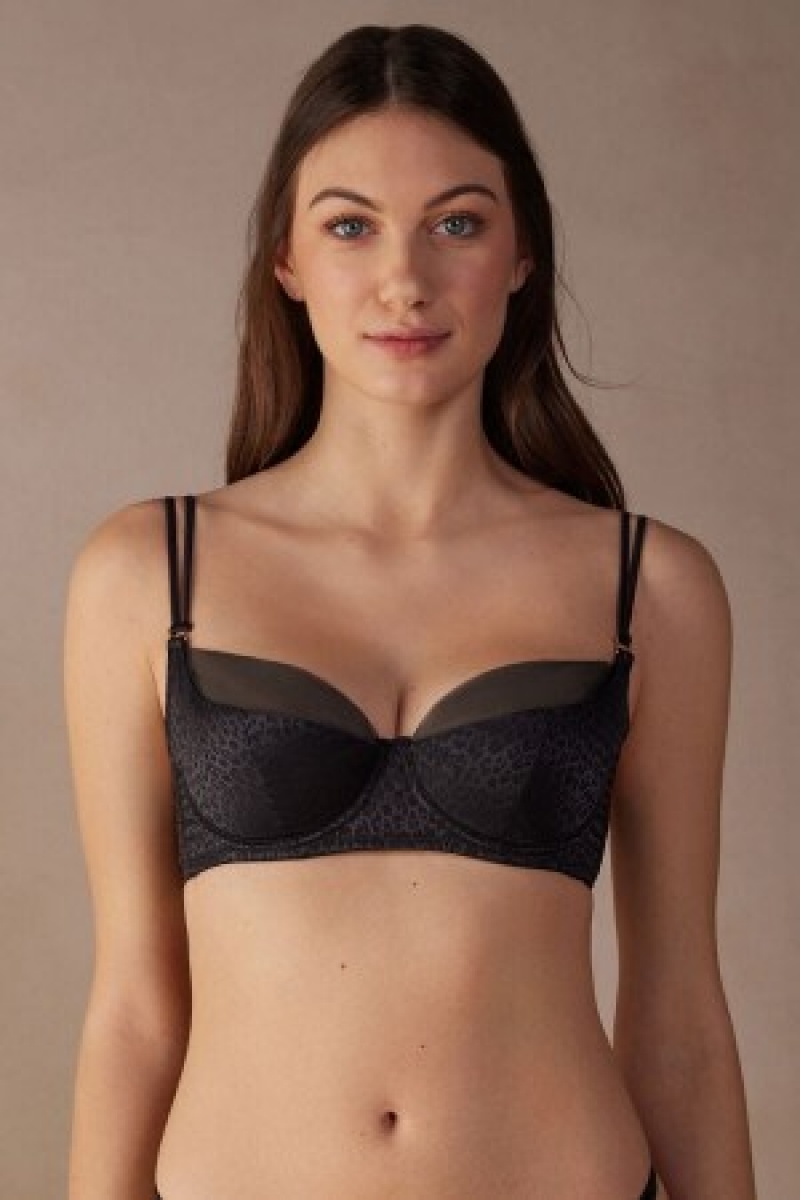 Black Intimissimi Cool Minimal Demi Bra | MCAFT84782