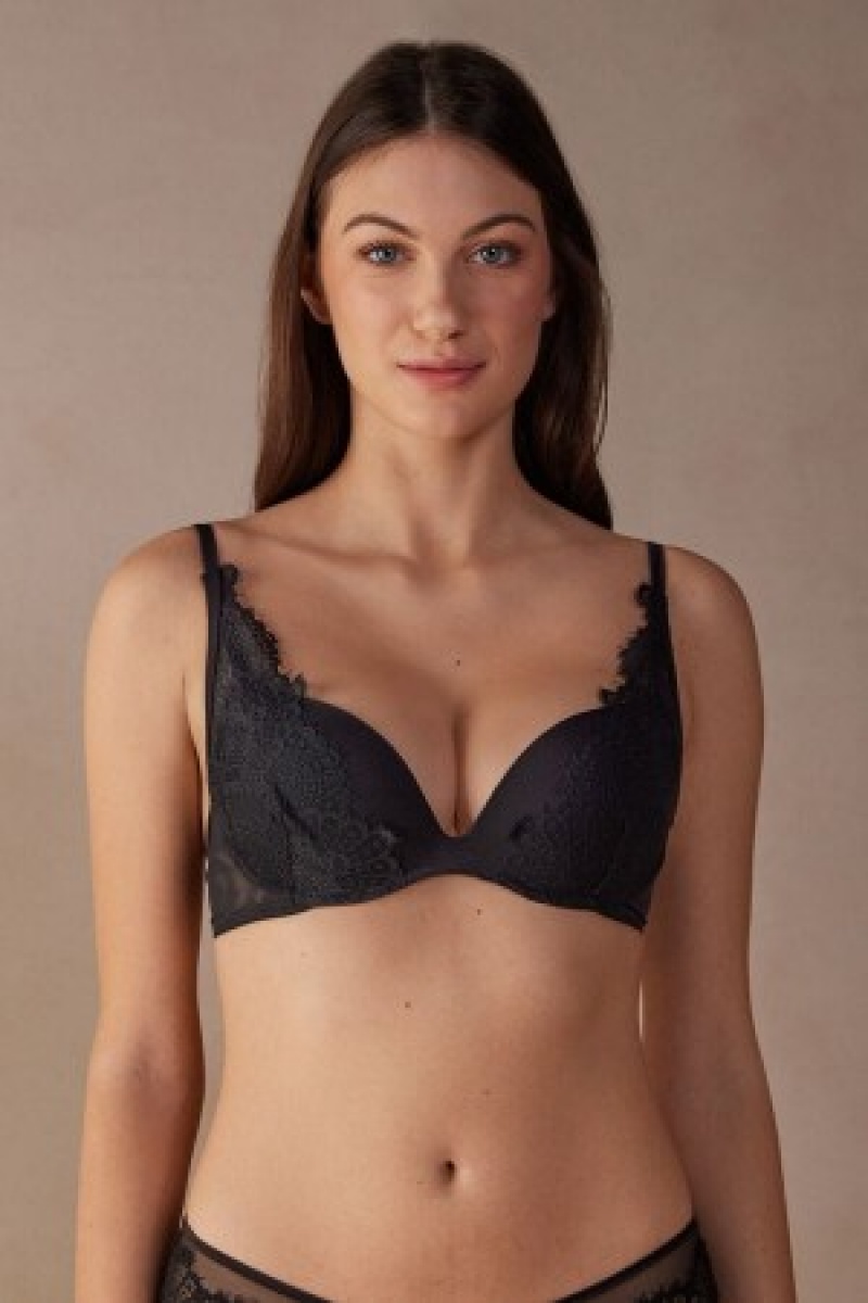 Black Intimissimi Stunning Beauty Gioia Super Push-up Bra | CAQCS10164