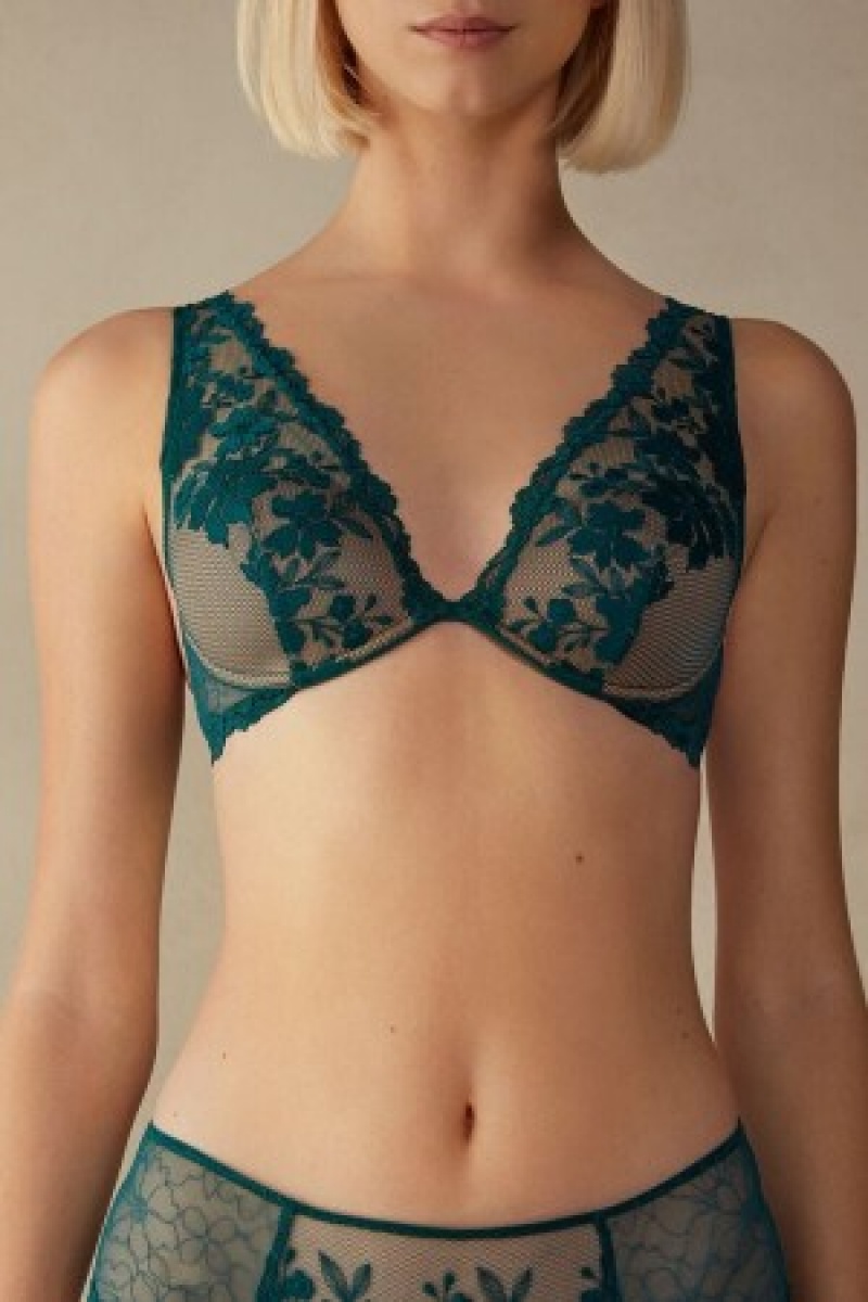 Green Intimissimi In Full Bloom Elena Balconette Bra | CAXMI93934