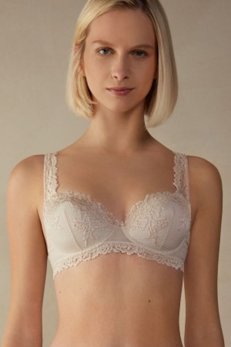 Natural Intimissimi Pretty Flowers Sofia Balconette Bra | QCAWA73326