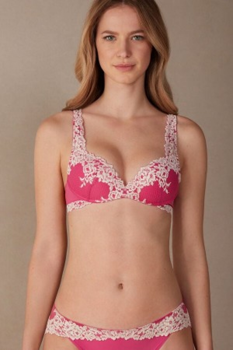 Pink Intimissimi Pretty Flowers Gioia Super Push-up Bra | XCAGW98297