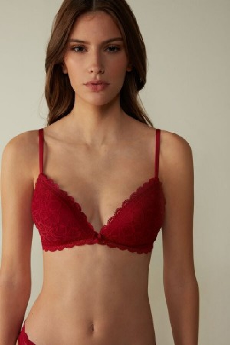 Red Intimissimi Tiziana Triangle Bra in Lace | CADFL97406