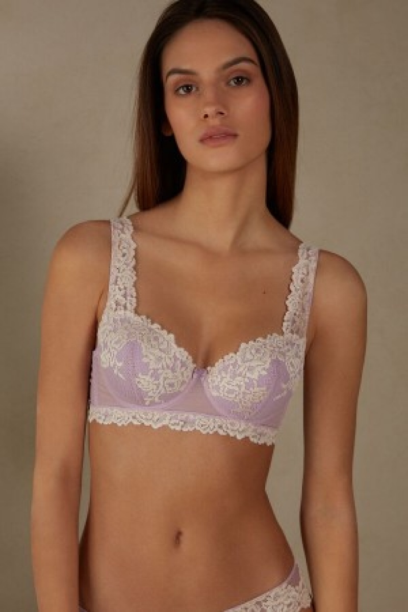 Violet Intimissimi Pretty Flowers Sofia Balconette Bra | FCAUI52754