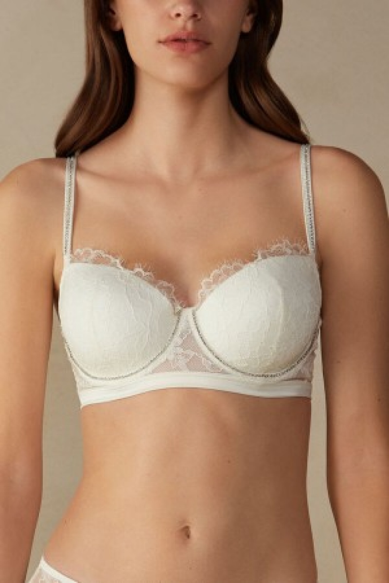 White Intimissimi Shine High Like Stars Sofia Balconette Bra | YCAVQ71242