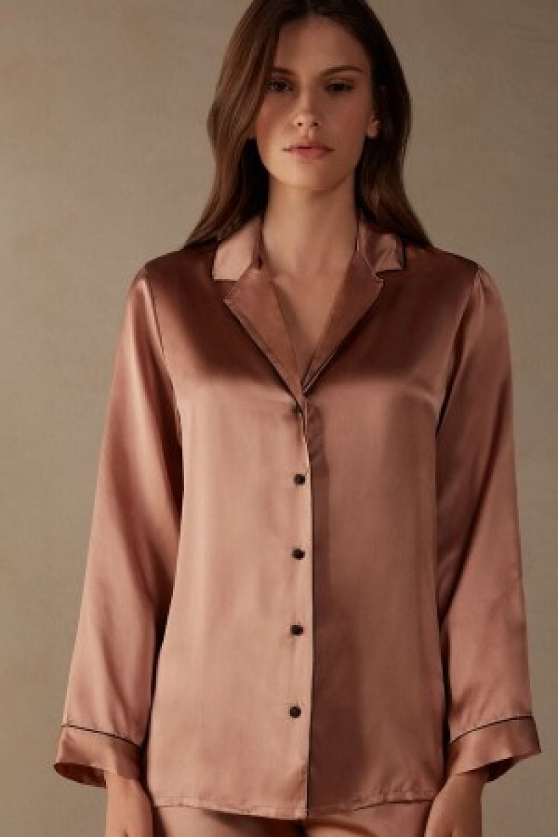 Natural Intimissimi Mannish-Cut Jacket in Silk Satin | LCATR26006