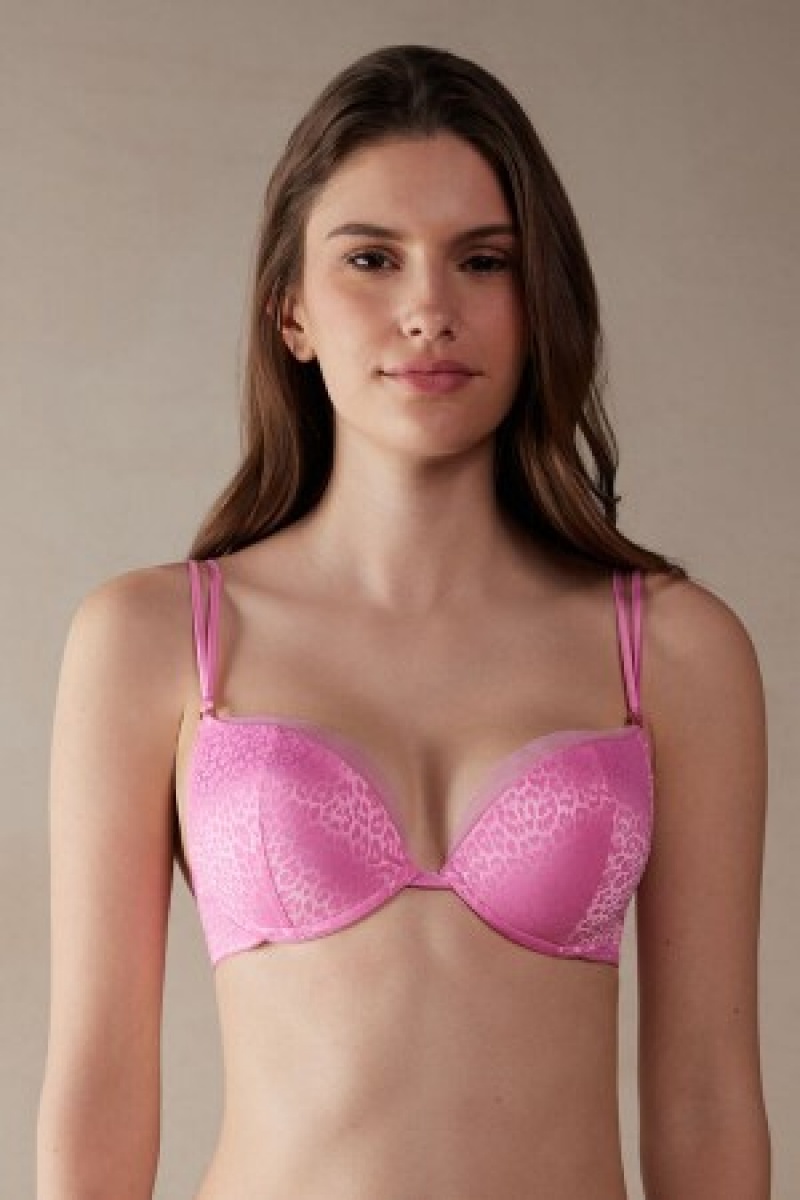 Pink Intimissimi Cool Minimal Simona Super Push-up Bra | CAXBR45751