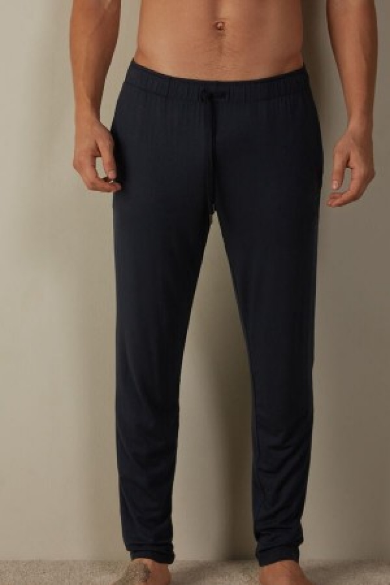 Blue Intimissimi Silk and Modal Trousers | QCAUV67828