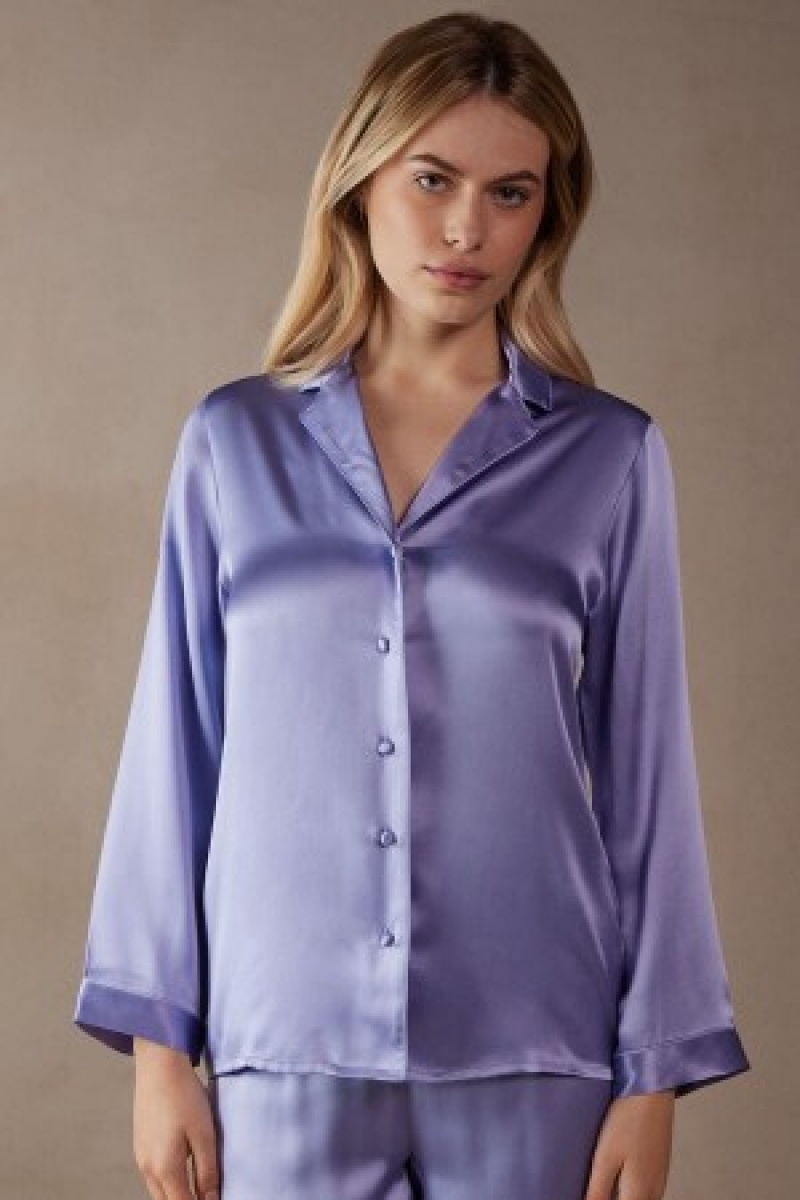 Violet Intimissimi Mannish-Cut Jacket in Silk Satin | CAIIZ47666