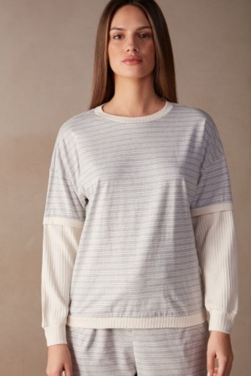 White Intimissimi Casual Sunday Long Sleeve Top | ZCANQ30694