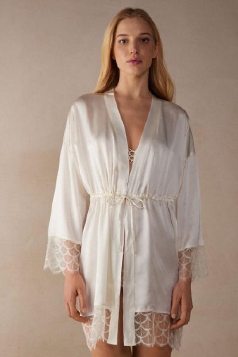 White Intimissimi Pure Charme Silk Kimono | CAIIZ31867