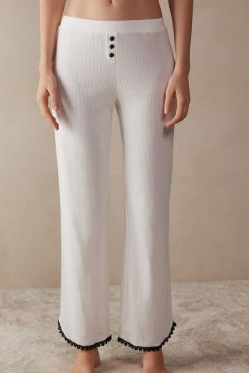 White Intimissimi Pure Joy Full Length Cotton Pants | CANZX78063