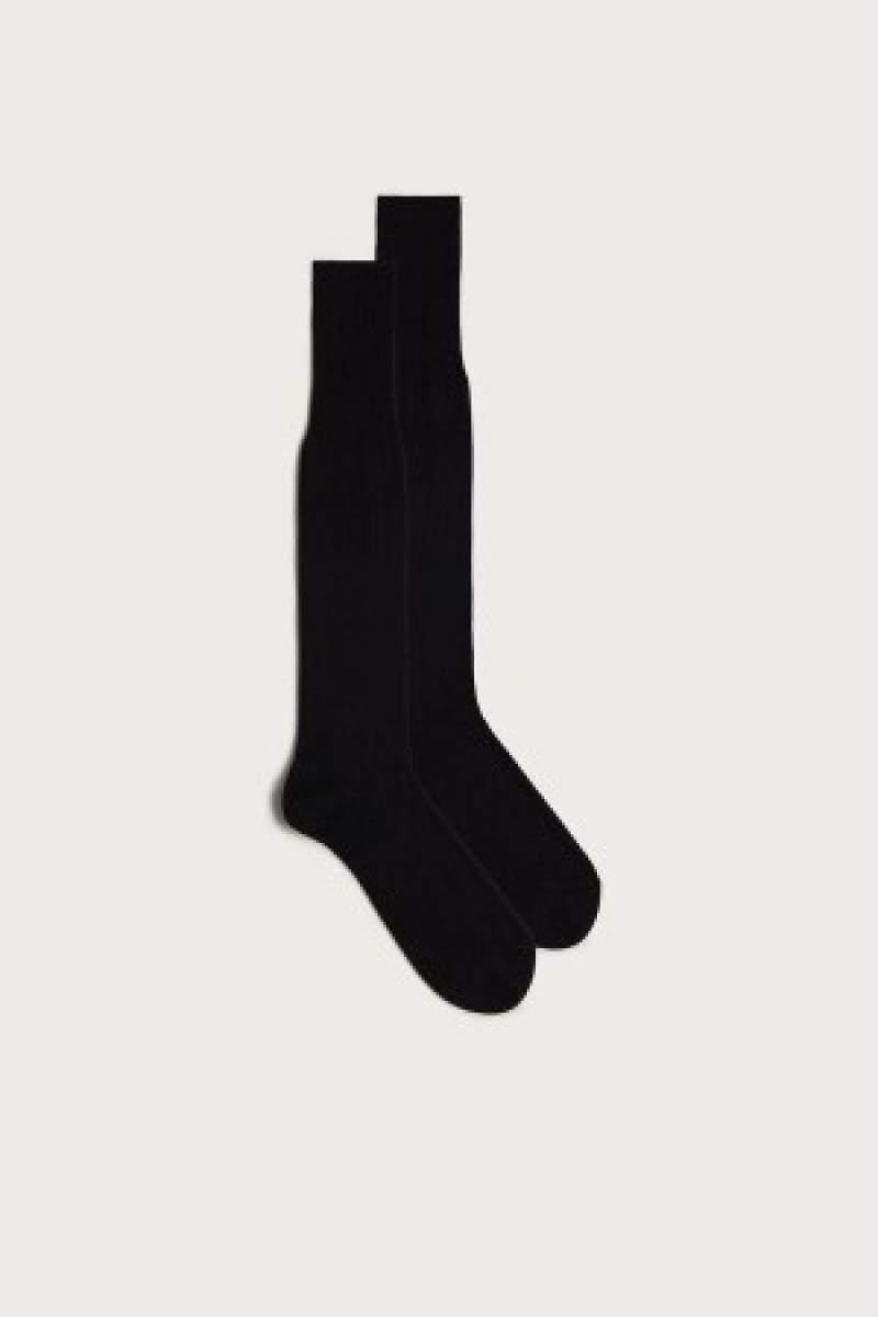 Black Intimissimi Tall Cashmere-Silk-Cotton Blend Socks | PCAER91991