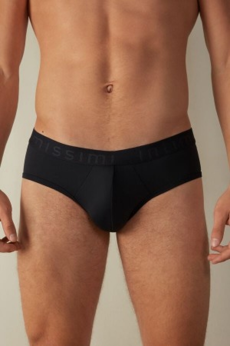 Blue Intimissimi Microfiber Briefs with Logo Detail | YCAGT20717