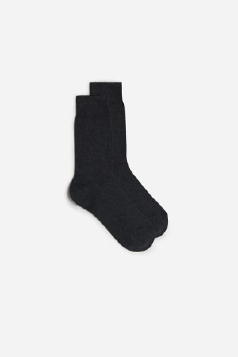 Grey Intimissimi Short Warm Cotton Socks | CAJZR36315