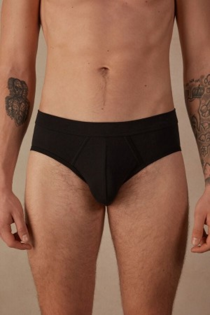 Black Intimissimi Natural Fresh Supima® Cotton Briefs | SCAVO52245