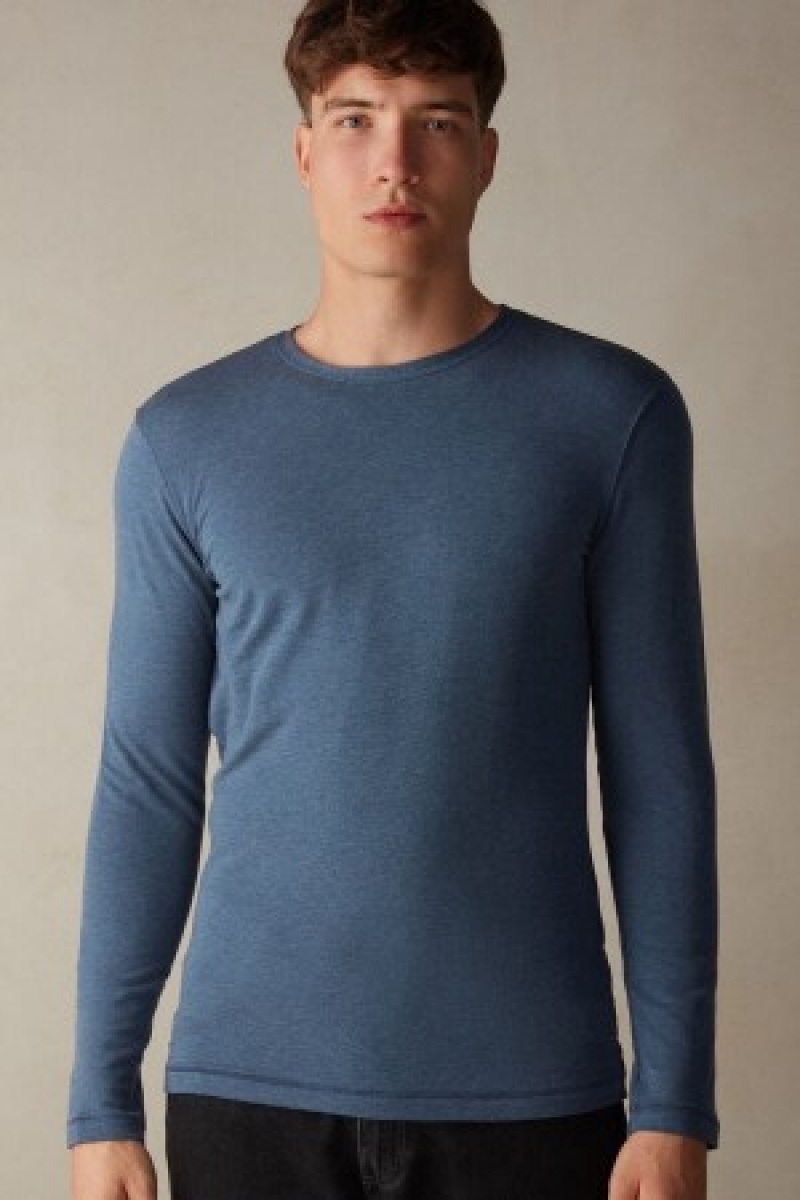 Blue Intimissimi Long-Sleeve Modal-Cashmere Top | CAZPD16175