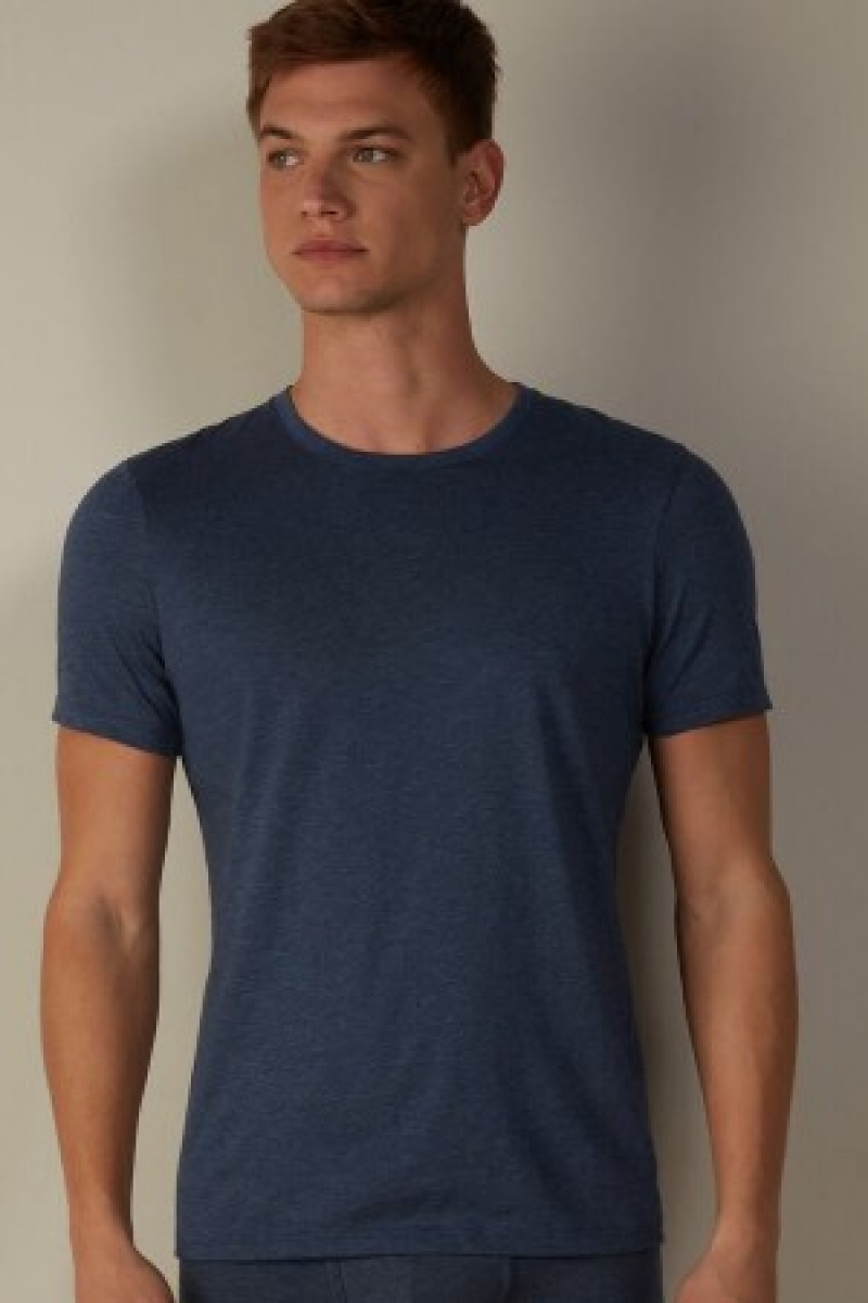 Blue Intimissimi Short Sleeve Crew Neck T Shirt in Supima® Cotton | SCANY39023